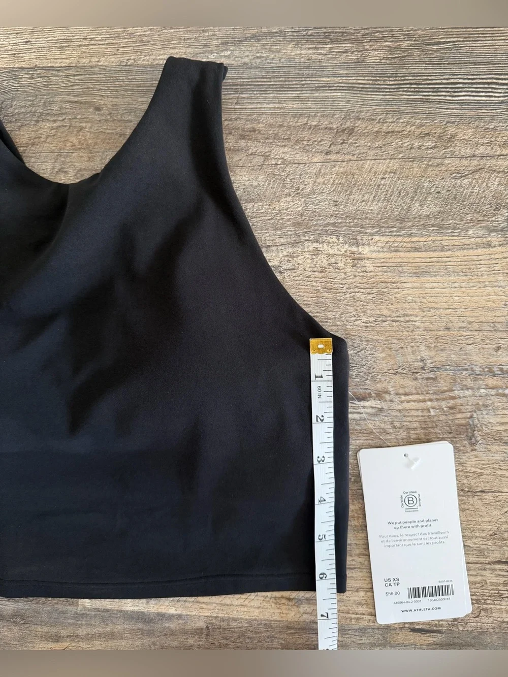 Athleta XS Conscious Crop A-C Tank Sports Bra Black +pads/shelf Yoga  MSRP $59